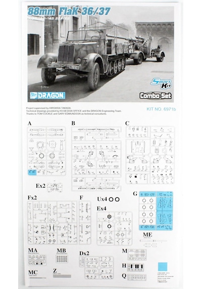 Dragon 6971 1/35 Ölçek, Sd.kfz.7 8 Ton Yarı Paletli Kamyon Geç Dönem Ve 8,8cm Flak 36/37 Top, Plastik Model Kiti-35449
