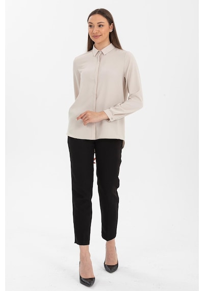 Pera Moda Basic Önü Kısa Arkası Uzun Küçük Ve Büyük Bedenli Jessica Gömlek Bej
