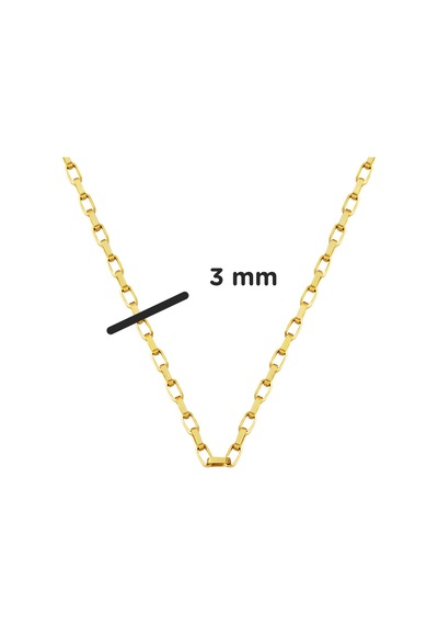 Halkalı 14 Ayar Altın Üniseks Zincir Kolye 50 Cm.