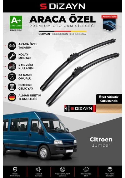 S-dizayn Citroen Jumper Ön Cam Silecek Seti 1994-2006 Premium Araca Özel 55-55 Cm A+ Kalite Aocs-171