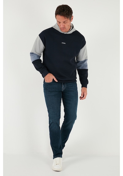 Buratti Pamuklu Relaxed Fit Kapüşonlu Içi Tüylü Yumuşak Şardonlu Erkek Sweat 5905299 Koyu Lacivert