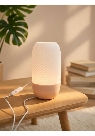 Modern Ribbed Dokulu Gece Lambası - Işık Led Abajur Yatak Başı Dekoratif Lamba Beyaz