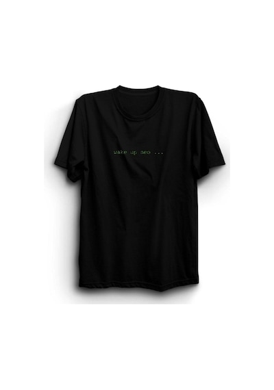 Stoned&Fame Matrix Wake Up Neo Baskılı Unisex %100 Pamuk Siyah T-shirt SIYAH Siyah