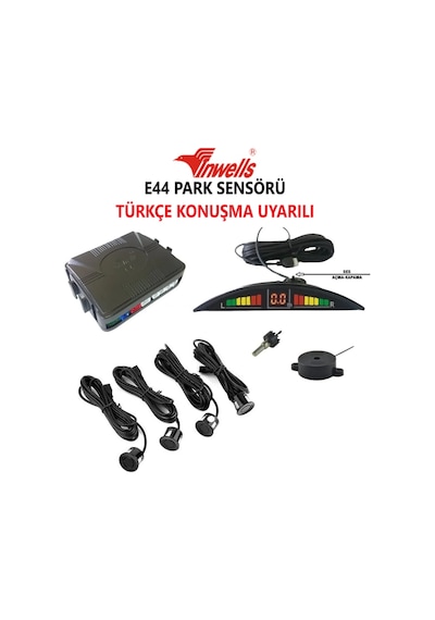 İnwells E44 Park Sensörü Türkçe Konuşma Uyarılı Gri
