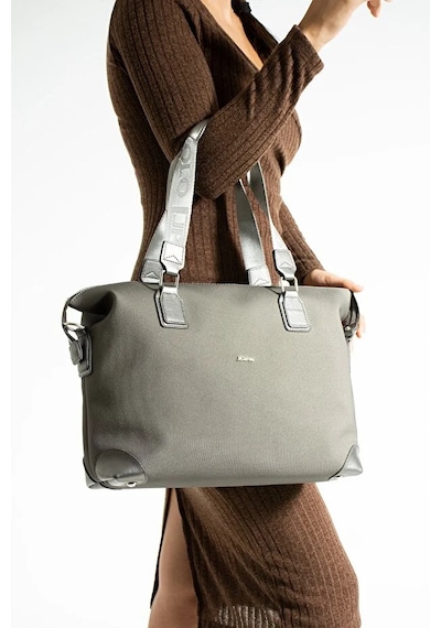 Just Polo Kadın Büyük Valiz Boy Ayarlanabilir Askılı Lüks El Ve Omuz Çantası Shopper Gri