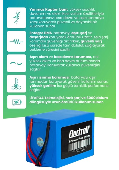 Kral Kr-11 Rey 5000 Uyumlu Batarya Ultra Yüksek Kapasite Lifepo4 60v 24ah Elektrikli Motorsiklet Bataryası