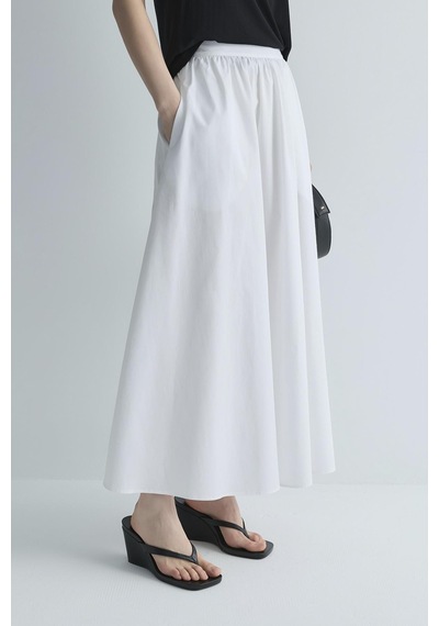 Suud Collection Beyaz Lara Kloş Etek