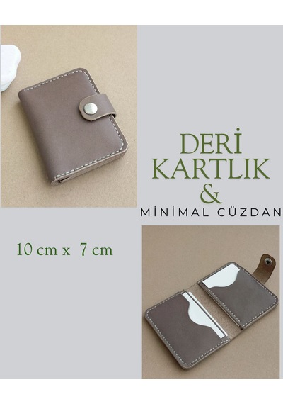 Lunaluster Hakiki Deri Minimal Avuçiçi Sade Tasarım Erkek Cüzdan Kartlık Drc-23 Açık Kahverengi - Taba