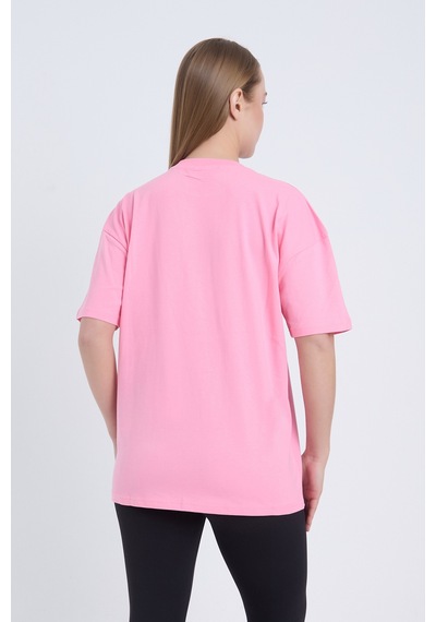 Velvoria Oversize Kadın Shate Baskılı Pembe Renk T-shirt
