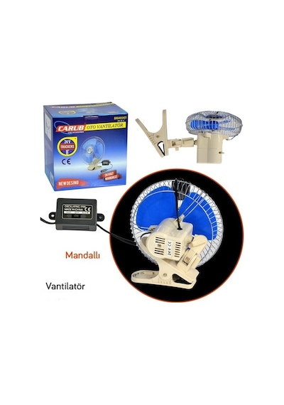 Carub 12V 8 Inç Mandallı Çakmak Soketli Karavan Tekne Vantilatör