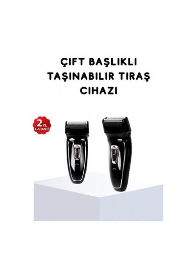 Kablosuz Tıraş Makinesi Çift Başlıklı Kuru Tıraş Folyo Başlık Şarj Göstergeli