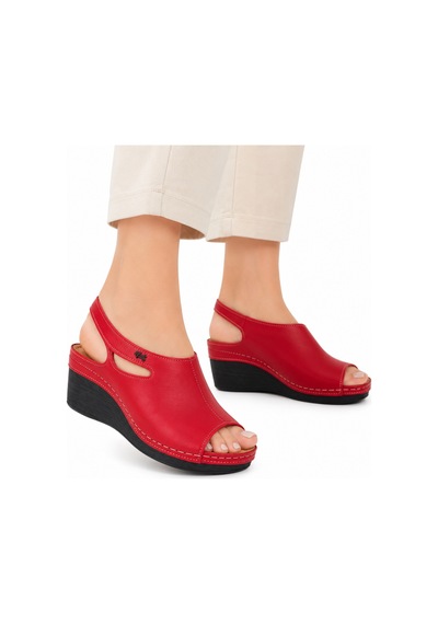 N Napa Shoe Np.1001.kırmızı.deri Terlik