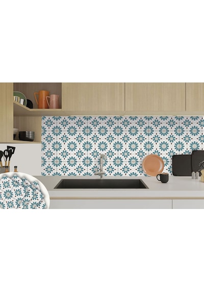 Tink Kendinden Yapışkanlı Yeşilçiçek Bahçesi Desenli Pvc Karo 30x30 Cm