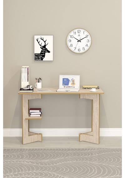 Asra Trend Raflı Modern Çalışma Masası ÇM-02 %100 MDF Bilgisayar Ofis Ders Masası Sidon