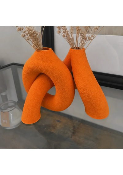 3d Baskı Interlocking Vazo - İç İçe Geçen Dekoratif Vazo-turuncu Çok Renkli