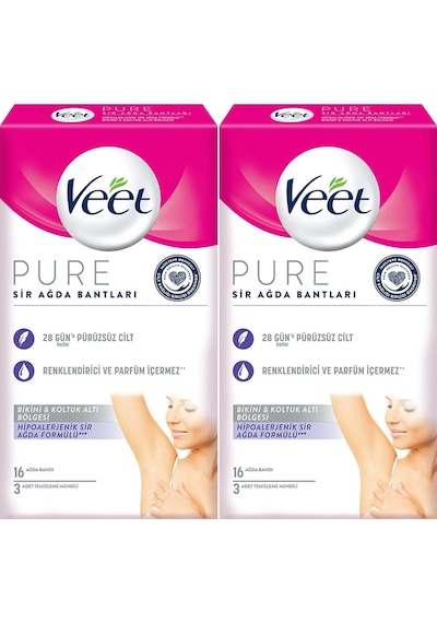 Veet Pure Hipoalerjenik Bikini & Koltuk Altı Bölgesi Sir Ağda Bandı 2 x 16'lı