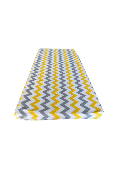 Bebek Yatağı 60x120x6 Cm Vip Oyun Parkı Sünger Yatak-sarı Gri Zikzak