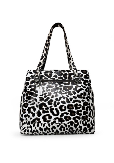 Westbag Kadın Siyah Hakiki Deri Tokalı Çift Bölmeli El Ve Omuz Çantası Leopar