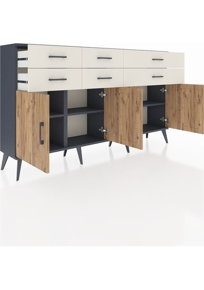 Arges Konsol 3 Raflı 6 Çekmeceli 4 Kapaklı 176x30x99 Antrasit-çam/aytaşı Atlas Çam/aytası - Antrasıt Arges Konsol 3 Raflı 6 Çekmeceli 4 Kapaklı 176x30x99 Antrasit-çam/aytaşı Atlas Çam/aytası - Antrasıt