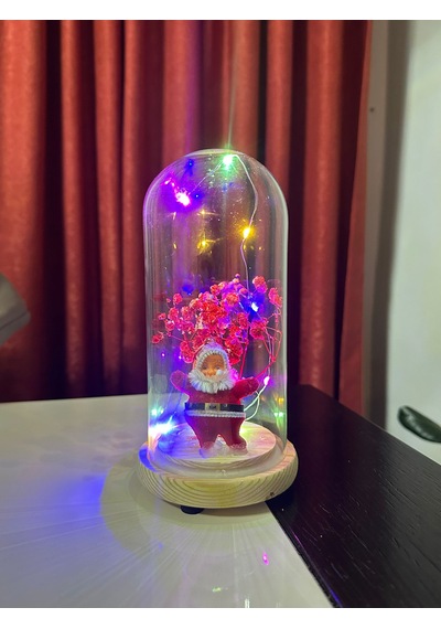 Noel Baba Temalı Led Işıklı Cam Fanus Yeni Yıl Işıltısını Evinize Taşıyın 0