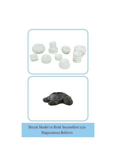 Mumluk Şamdan Tealight Ve İnce Mum Uyumlu Kaplumbağa Model - Beyaz