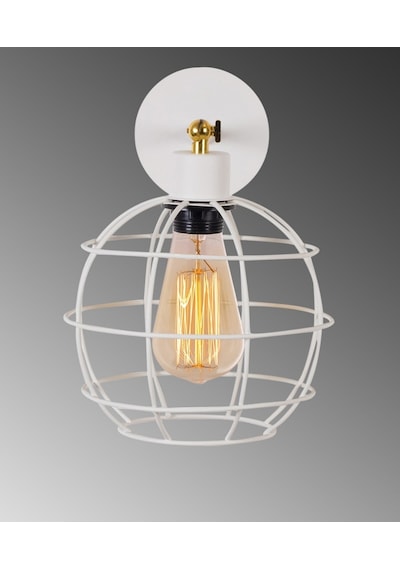 Mylights Retro Rustik Beyaz Dünya Aplik Rustik Retro Mafsalı Apl Beyaz