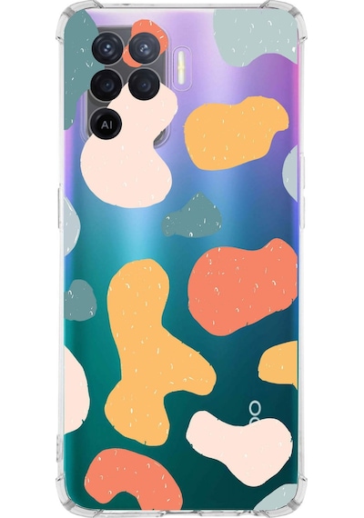 Oppo A94 Uyumlu Köşe Korumalı Grunge Tasarımlı Şeffaf Kılıf Şeffaf