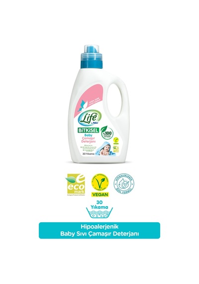 Life by Fakir Bitkisel Bazlı Bebek Sıvı Çamaşır Deterjanı 30 Yıkama 1500 ML