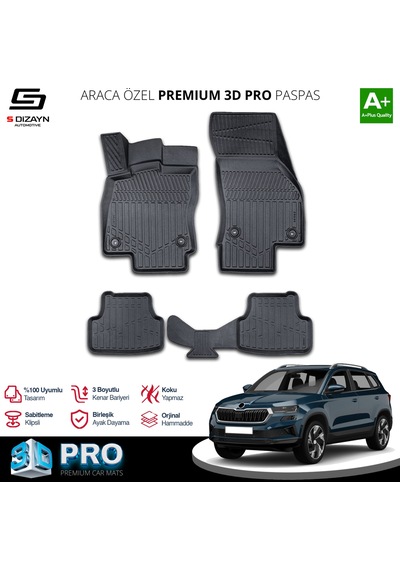 S-dizayn Skoda Karoq 3d Pro Havuzlu Paspas 2018 Üzeri A+ Kalite
