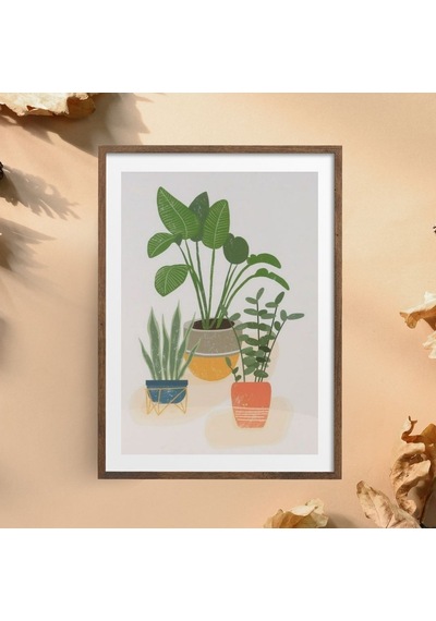 Minimalist Çizim Temalı Güneşin Yaprakları Tasarımlı Poster - Çerçevesiz