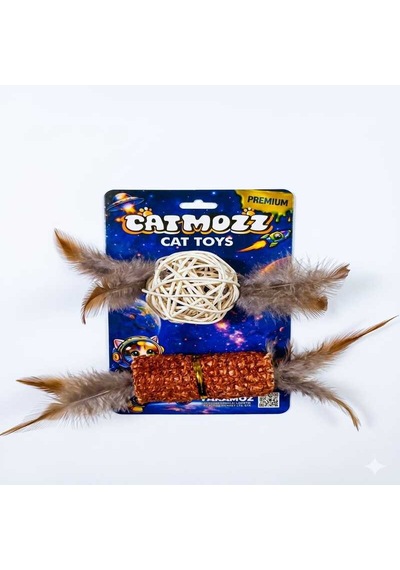Catmozz Premium Doğal Mısır Koçanlı&bambu Toplu Oyuncak