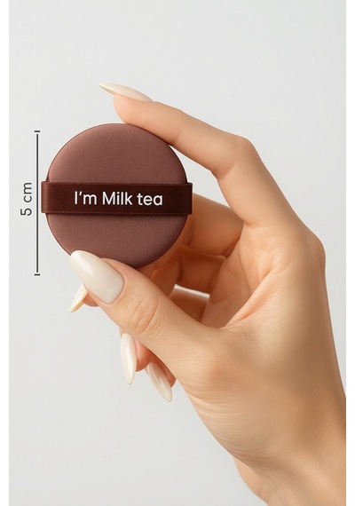 7 Li Yuvarlak Pudra Pufu Makyaj Süngeri Seti Islak/kuru Parmak Bantlı Kutulu Milk Tea Kahve
