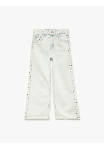 Koton Pamuklu Normal Bel Zımba Detaylı Geniş Paça Denim Pantolon - Wide Leg Jeans Lıght Indıgo 5skg40142ad Açık Mavi Koton Pamuklu Normal Bel Zımba Detaylı Geniş Paça Denim Pantolon - Wide Leg Jeans Lıght Indıgo 5skg40142ad Açık Mavi