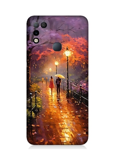 İnfinix Hot 11 Play Uyumlu Yağmurlu Park Desenli Silikon Kılıf