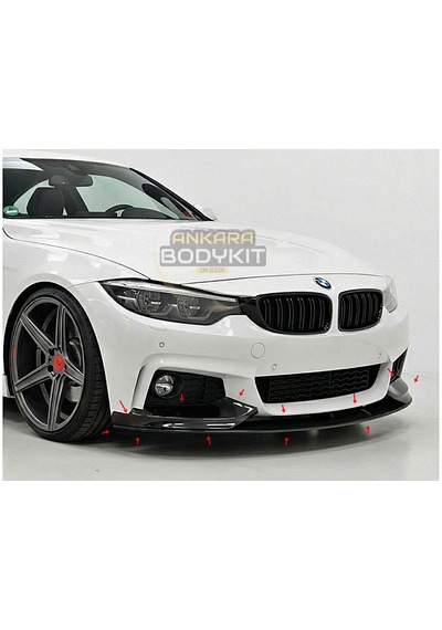 F32 F33 F36 M Sport Ön Lip 3 Parça - Plastik Parlak Siyah