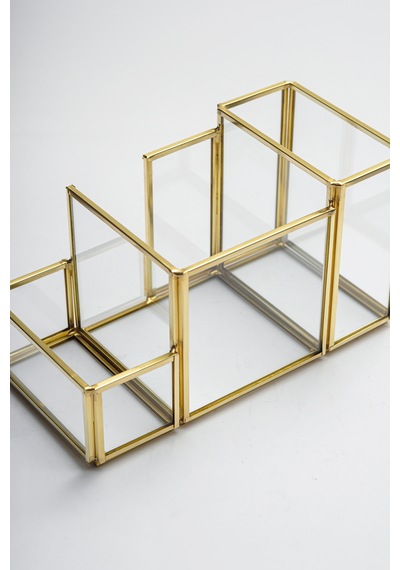 Kalemlik Cam Organizer Pirinç & Gold