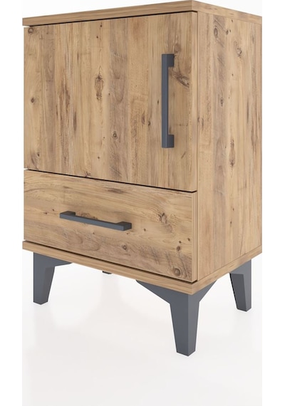 Arges Komodin 2 Raflı Tek Kapaklı 44x30x64 Çam-çam Çam