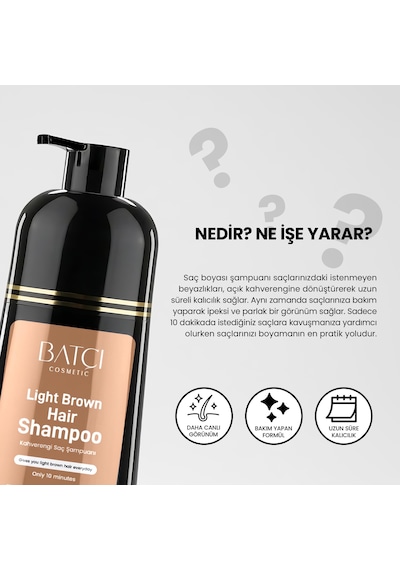 Batçı Beyaz Saçlar İçin Açık Kahve Anında Etkili Saç Boyası Şampuan 350 ML