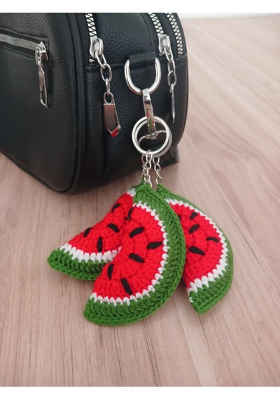 Örgü Amigurumi Karpuz Anahtarlık Kırmızı