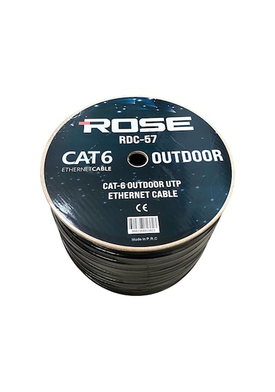 Rose Rdc-57 305mt 23awg Outdoor Dış Ortam Siyah Cat6 Kablo 0.57mm 100 M