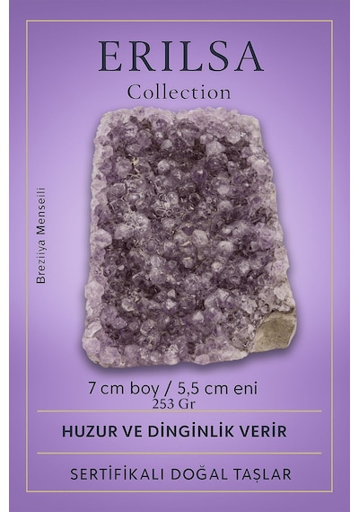 Sertifikalı Ametist Taşı Kütlesi 253 Gr Ham Doğal Kristal Dekoratif Taş Parçası