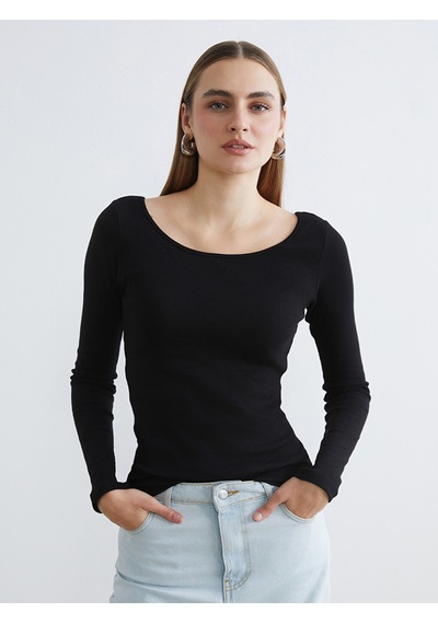 Lcw Everyday Siyah U Yaka Kuplu Kadın Body