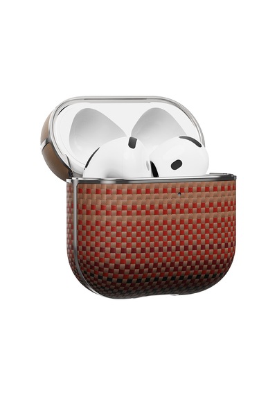 Apple Uyumlu AirPods Pro 2 Kılıf Aramid Fiber Pitaka Tactile Woven Sunset-moonrise Serisi Sunset Kapak Kahverengi