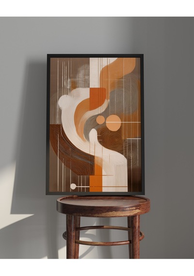 Tablo Ahşap Çerçeveli Tablo Çerçeveli Poster Soyut Kum Fırtınası , Soyut Tablo