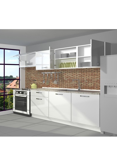 Decoraktiv Smart 240 Mdf Hazır Mutfak Dolabı - Tezgah Dahil - Parlak Beyaz