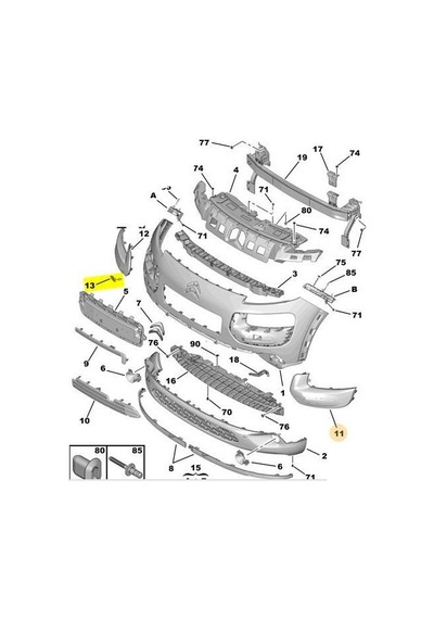 Citroen C4 Ön Tampon Çeki Kapak 2014-2017 1611373280 1.2 Vtı, 1.6 Hdı