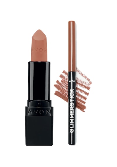 Avon Glimmerstick Dudak Kalemi Nude + Ultra Mat Ruj Au Naturale