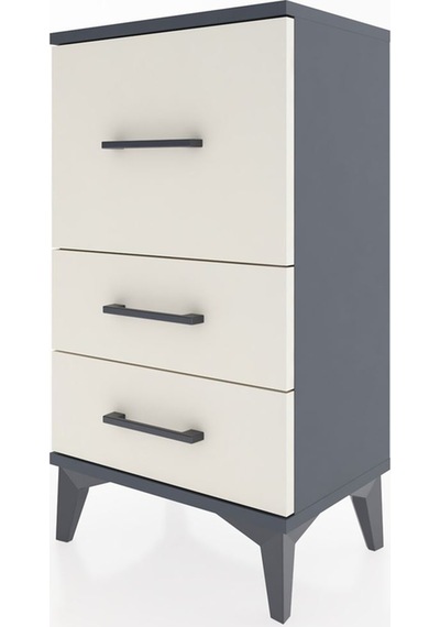 Arges Komodin Tek Raflı 2 Çekmeceli 44x30x80 Antrasit-aytaşı Antrasit