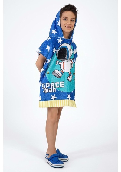Vevien Home Astronot Desen Çocuk Panço Plaj Havlusu Lacivert 7-8 Yaş Genel