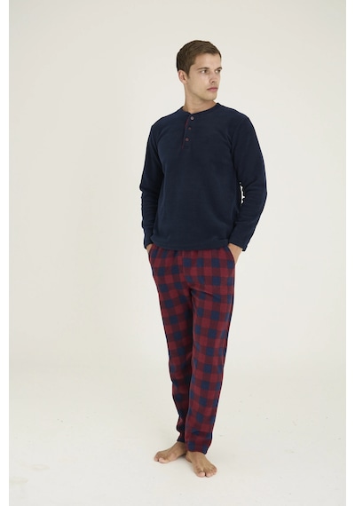 Moda Dua Kocabey 7304 Erkek Midi Yaka Pijama Takım Lacivert